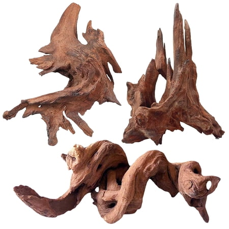 Konexial Natural Aquarium Driftwood for Fish Tanks & Reptile Terrariums – Safe Fish Tank Decorations, Unique Twisted Branches 3-Piece 7-11 Inch Low Tannin, Easy to Sink