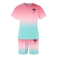 thumbnail image 4 of Glisme Mens 2 Piece Sets Summer Outfits Gradient Print Short Sleeve T Shirt And Shorts Comfortable Casual Two Piece Outfit Fashion Clothing Set Pink, 4 of 4