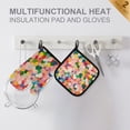 thumbnail image 4 of Yayeee Oven Mitts and Pot Holder Set of 2 Heat Resistant Kitchen Gloves Baking Hot Pad, Pink Colorful Circles, 4 of 5