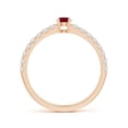 thumbnail image 2 of ANGARA Natural Classic Solitaire Ruby Promise Ring with Pave Diamonds in 14K Rose Gold for Women (Size-3.5mm) | July Birthstone Jewelry for Her | Natural Ruby Rings, 2 of 8