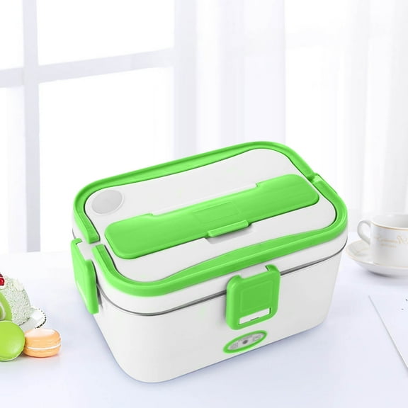 Electric Lunch Box Food Warmer: 100W Heated Lunch Box for Adults, 1.8L Portable Fast Heating Lunchbox Food Heater for Car, Truck, Work, Travel, Lonchera Elctrica Porttil 12/24V/110-230V Green