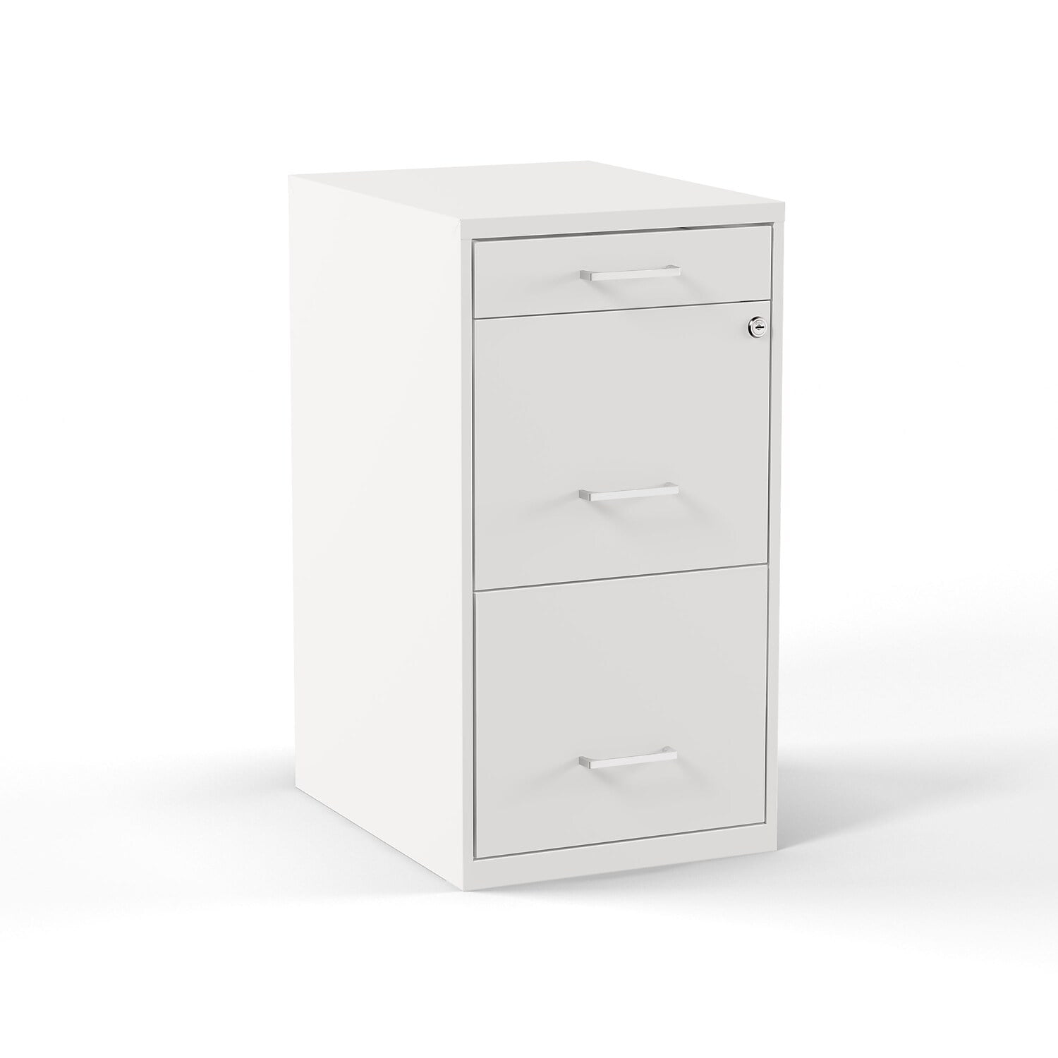 Pemberly Row 18" 3-Drawer Metal Organizer File Cabinet In Pearl White