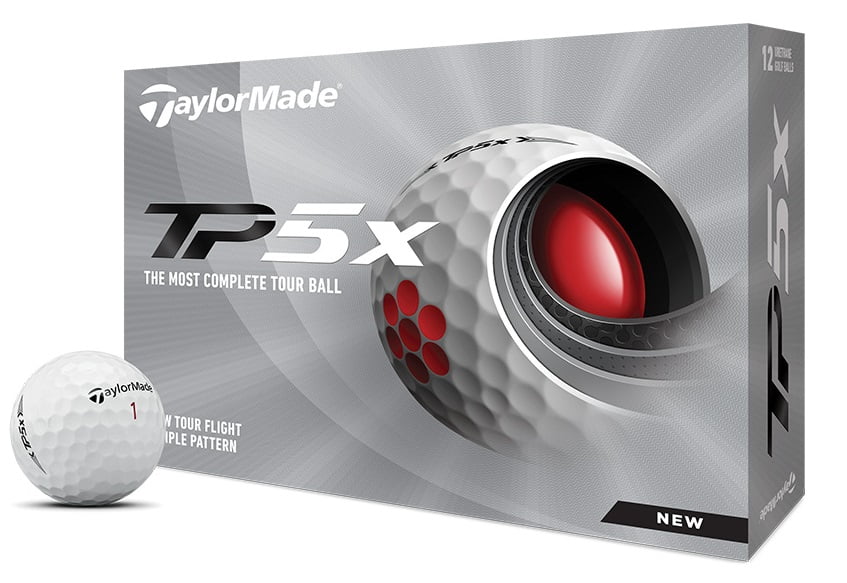 TaylorMade TP5x Pix Golf Balls White, 5-Layer Construction, Clear
