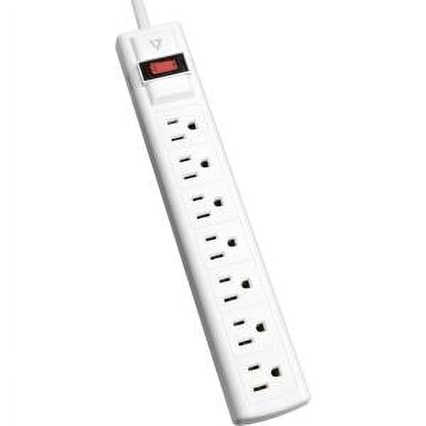 V7 7-Outlet Surge Protector 1050J 12ft Cord, White Power Strip 125V