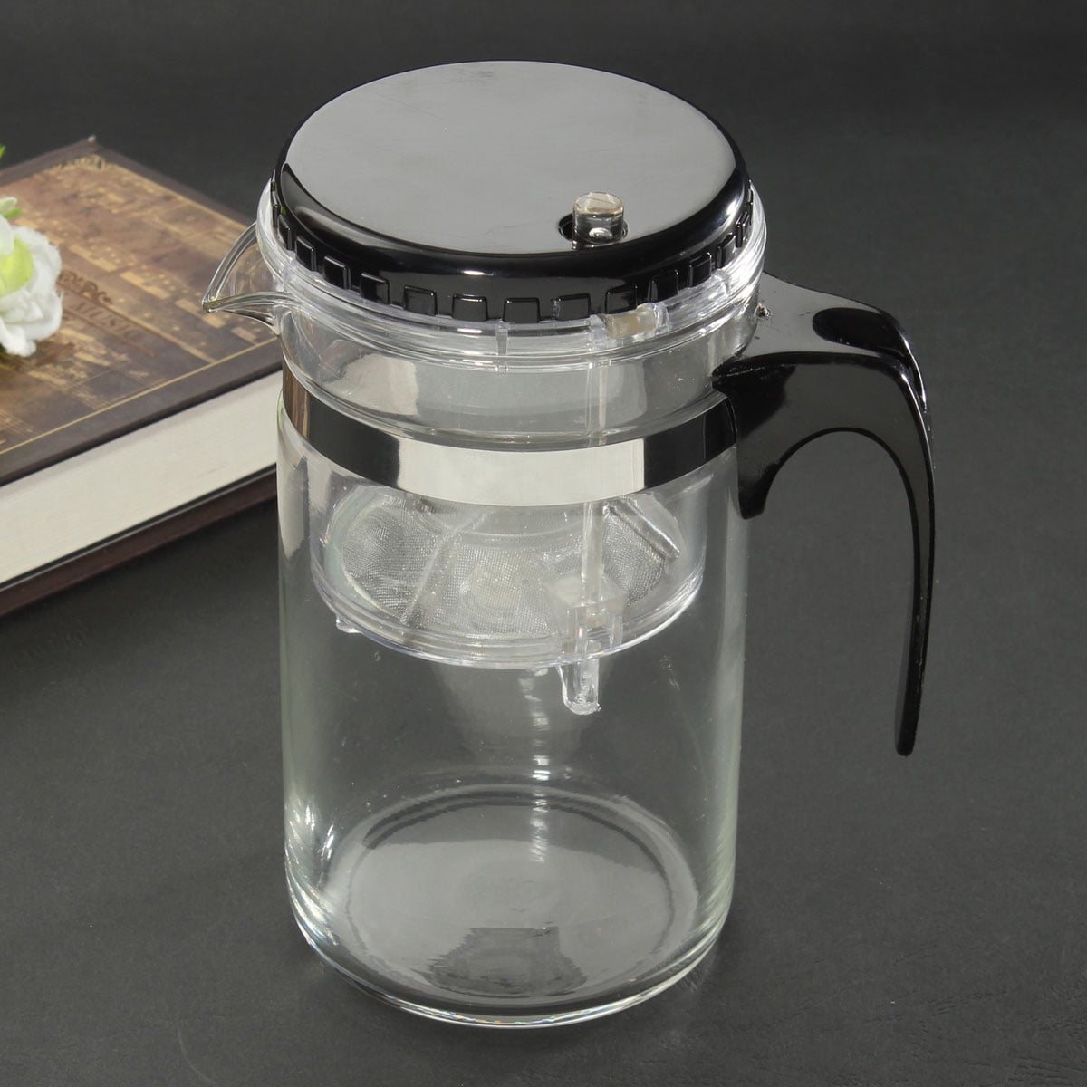 500ml Straight Glass Leaf Infuser Tea Cup Teapot Gongfu Tea Maker Press