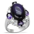 thumbnail image 1 of Alamode LO2947-5 Women Rhodium Brass Ring with AAA Grade CZ in Fuchsia - Size 5, 1 of 1