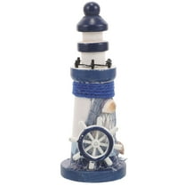 PTOOTP 1 Pc Lighthouse Figurine Nautical Boat Ornament Wooden Tabletop Sculpture 11.8*2*2in