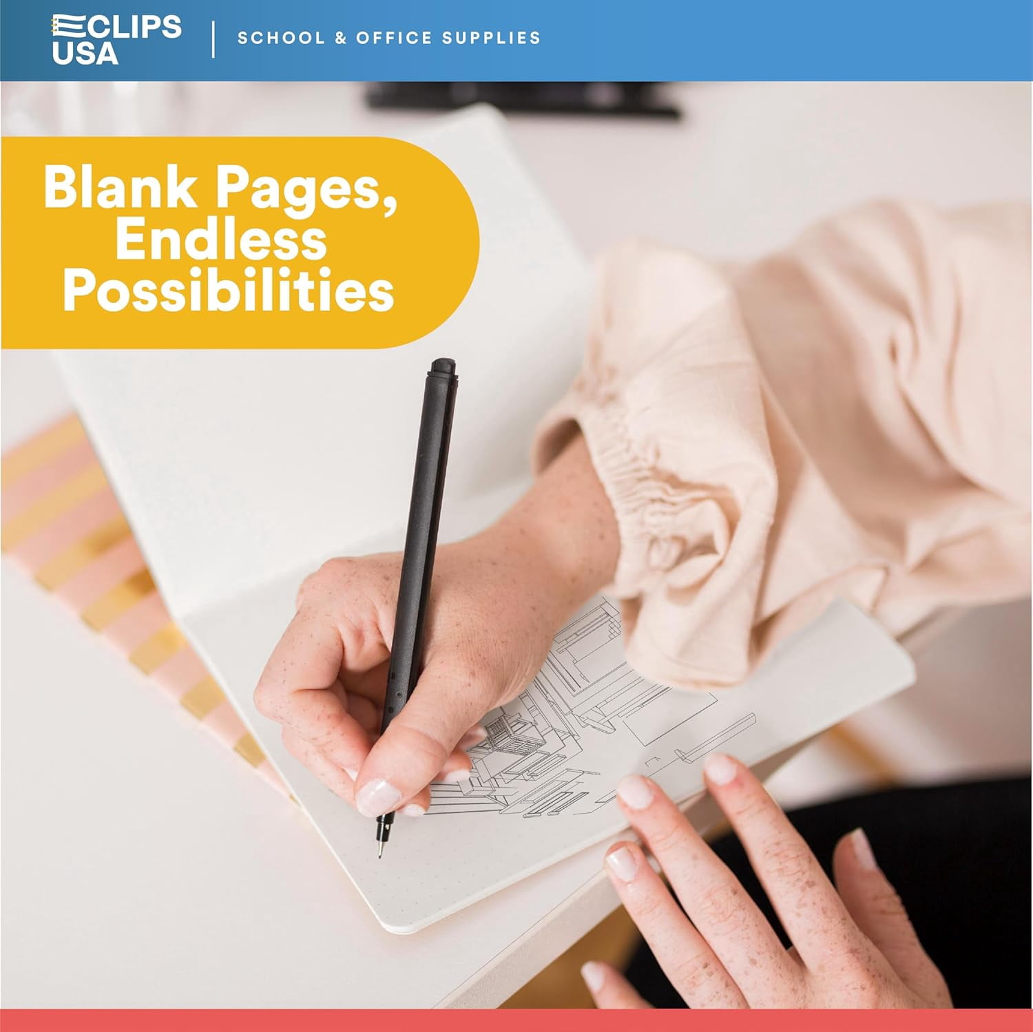 E-Clips USA 100-Sheet Unruled Hard Cover Composition Notebooks, Marble, 48-Pack Bulk