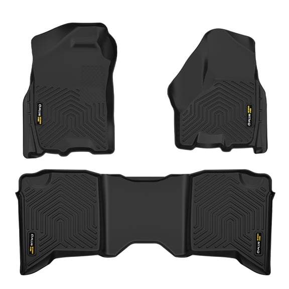 Floor Mats Fit for 2009-2018 Dodge Ram Truck Crew Cab(Not Fit Tradesman Quad Cab) Floor Liners TPE All Weather Full Cover Protection Car Mats Cargo Liners Accessories 1st & 2nd Row Black