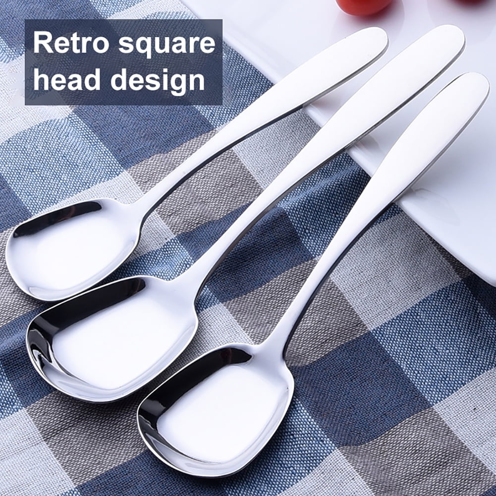 Durable Stainless Steel Square Head Spoon For Sweet And - Temu