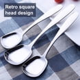 thumbnail image 2 of Farfi Portable Thicken Stainless Steel Flat Suqare Head Soup Spoon Kitchen Tableware (Silver,Large), 2 of 12