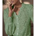 thumbnail image 2 of Blusa LUXVEER con encaje para mujer, color verde claro, talla L, 2 of 8