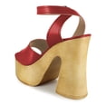 thumbnail image 3 of YDN Women's Open Toe Platform Sandals Wooden Block High Heels with Adjustable Ankle Buckle Strap Daily Casual Outfit Party Shoes Size 6 Red, 3 of 4