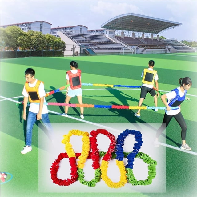 EcoNesxp 1ft Cooperation Elastic Band Tug of War Rope Adult Portable Teamwork Exercise Loop Resistance Band for Party Games Playground Activities 4m 157in / 13in