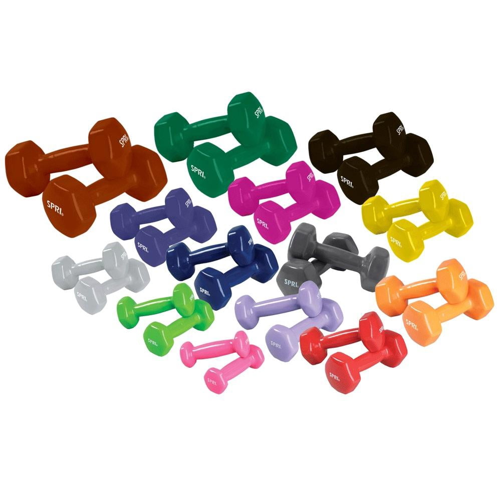 SPRI Deluxe Vinyl Dumbbells, 18 lb Pair, Green