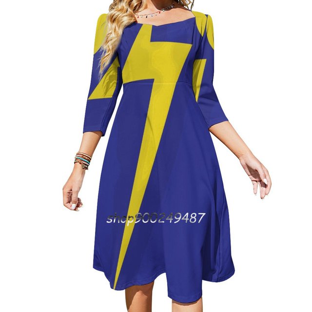 Vestido de cuello cuadrado de Missy Costume, vestido de verano dulce para mujer, vestido elegante con estampado halter, disfraz de Marval para esclerosis múltiple, súper