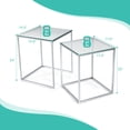 thumbnail image 4 of Costway 2pcs Nesting Coffee End Corner Side Table Tempered Glass Top Steel Frame Modern, 4 of 10