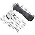 thumbnail image 3 of EudokkyNA Outdoor Travel Cutlery Set for 1, 3-Piece Travel Utensil Flatware with Grey Case, 3 of 7