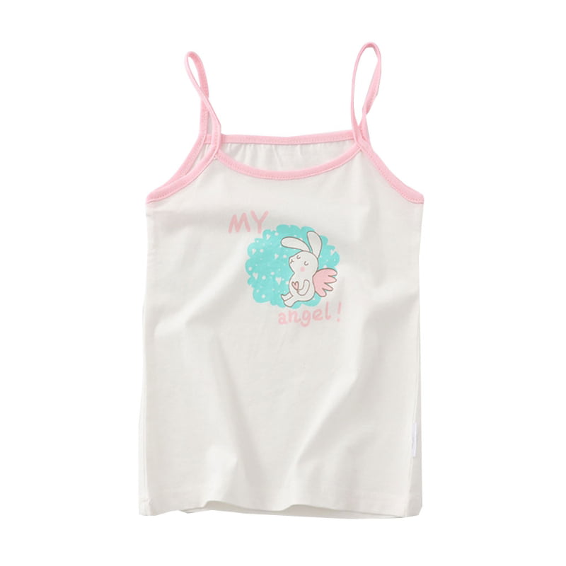 Girls Vests Comfortable and Soft on The Skin Cotton Pack of 5 Sleeveless Spaghetti Strap Tops with Different Motifs