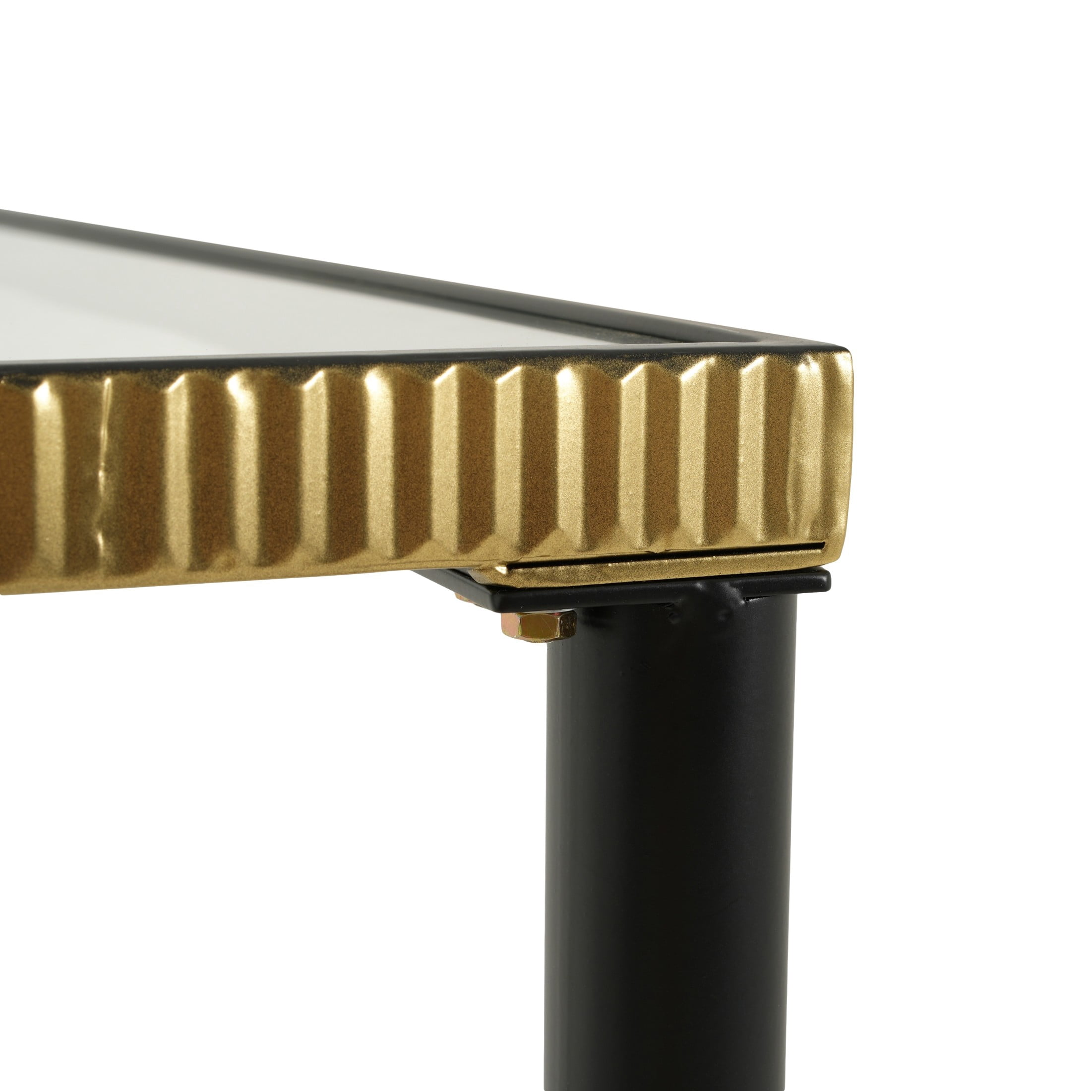 Christopher Knight Home Modern Console Table with Tempered Glass Top and Metal Frame, Black+Gold