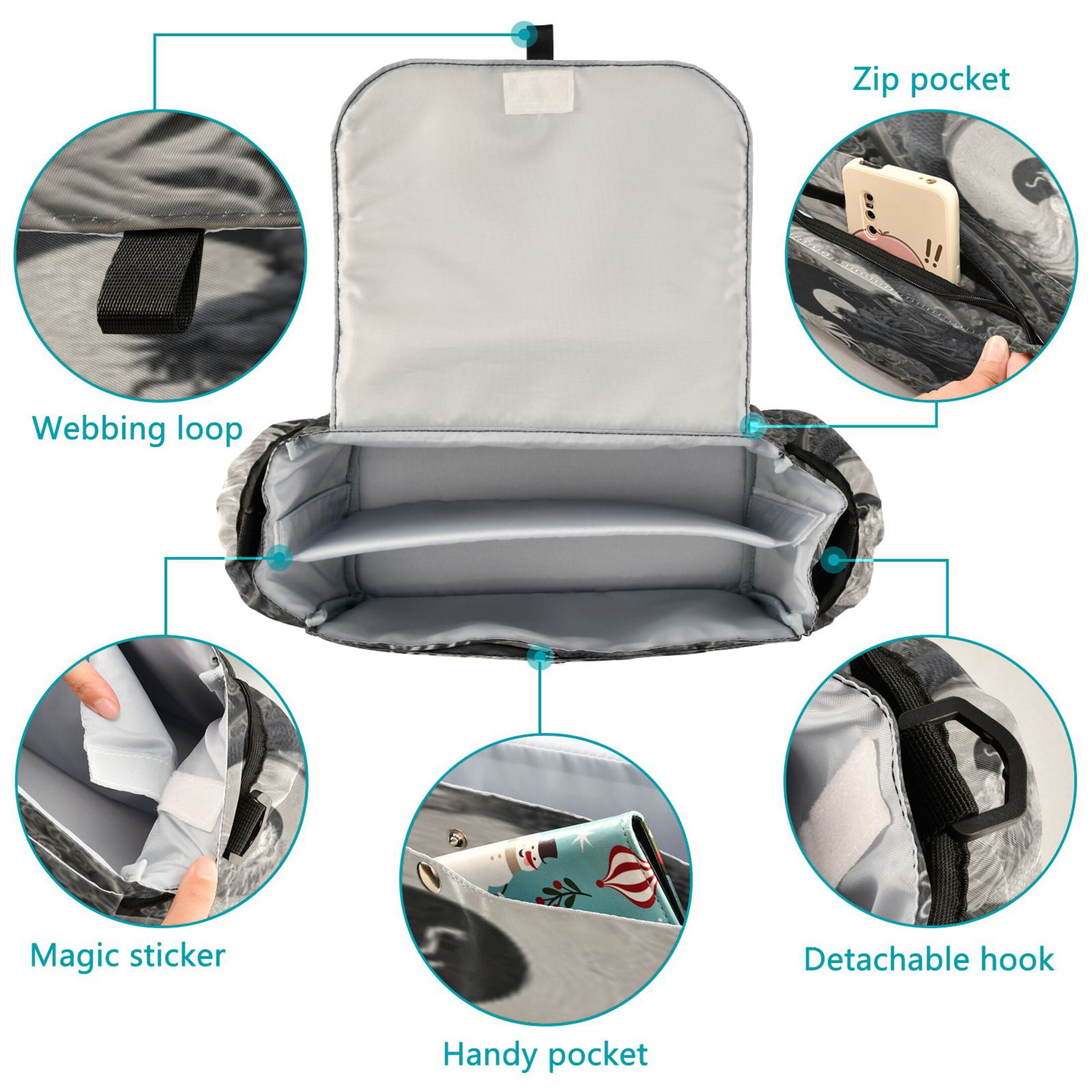 DIXRUYEE Stroller Organizer Dragon Tempest Printed