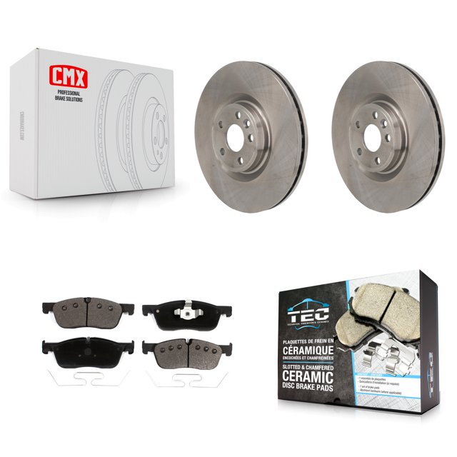 Transit Auto Front Disc Brake Rotors and Ceramic Pads Kit for Car Land Rover Discovery Sport Jaguar E-Pace with 349mm Diameter Rotor K8T-104726