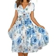 thumbnail image 1 of Gvmfive Women Summer Boho Floral Dress Short Sleeve Casual Midi Sundress, 1 of 5