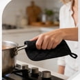 thumbnail image 4 of Heat Resistant Pot Holder for Kitchen - Extra Thick Quilted Hot Pad, Flexible Non-Slip Grip for Baking, Cooking with Trivet Use,Black, 4 of 4