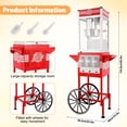 thumbnail image 4 of 12OZ Popcorn Machine with Cart, Holaki Movie Theater Popcorn Maker Machine with 3 Candy Dispensers, Stainless Steel Kettle, Tempered Glass, Popcorn Machine for Kids Party Home, Red, 4 of 8