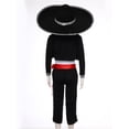 thumbnail image 4 of inhzoy Mariachi Day of the Dead Kids Traditional Mexican Dress Up Set Fiesta Outfits Black 150/XXL, 4 of 7