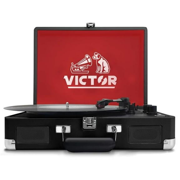 Victor Metro Dual Bluetooth Suitcase 3-Speed Turntable (Black)