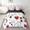 thumbnail image 2 of Erosebridal Literie Coccinelle pour Filles Format Simple, Ensemble de Housse de Couette Branches et Feuilles Abstraites, Réversible 7 Pcs, 2 of 5