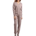 thumbnail image 4 of FAIWAD Women's 2 Piece Sweater Set Long Sleeve V Neck Pullover Sweater and High Waisted Slacks Lounge Outfits, 4 of 9