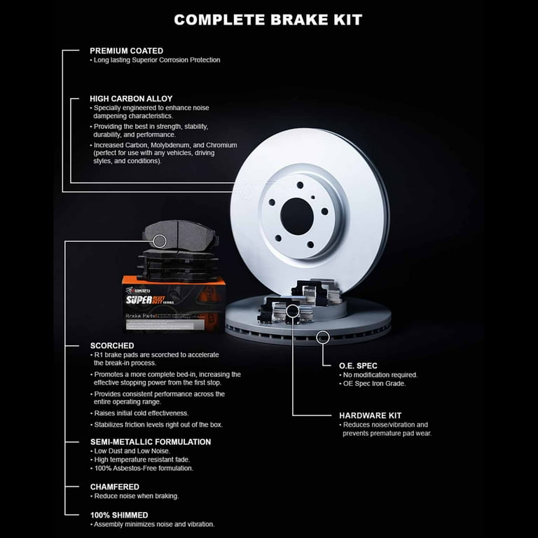 R1 Concepts Drilled And Slotted Black Disc Brake Rotor Set WHPN2-27030