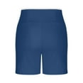 thumbnail image 3 of BiZtdJrK Women's Stripe Biker Shorts High Waisted Casual Stretch Short Leggings Milk Silk Soft Comfort Running Yoga Tights, Navy, M, 3 of 5