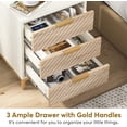 thumbnail image 3 of Tribesigns Night Stands for Bedrooms, White and Gold Nightstands with 3 Drawers, 3 of 5