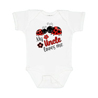 Inktastic My Uncle Loves Me with Cute Ladybugs Boys or Girls Baby Bodysuit