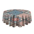 thumbnail image 5 of Round Waterproof Tablecloth 60×60 Inch, Vintage Floral Reusable Indoor/Outdoor Durable Table Cover for Party Kitchen Dinner Room Decor, 5 of 6