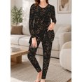 thumbnail image 4 of Women's Lounge Sets 2 Piece Tiny Red Flowers Pajamas Soft Long Sleeve Sleep Top and Pants, 4 of 7