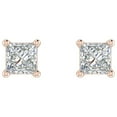 thumbnail image 2 of 1/3 Carat Princess Cut Diamond Stud Earrings in 14K Rose Gold (I1-I2 Clarity), 2 of 3