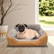 Angle View: Vibrant Life Lounger with Bolstered Walls Dog and Cat Bed, Small, Yellow, 17" x 21"