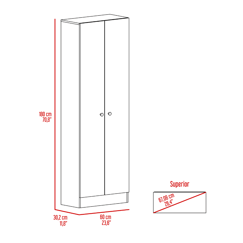 Multistorage Pantry Cabinet, Five Shelves, Double Door Cabinet White