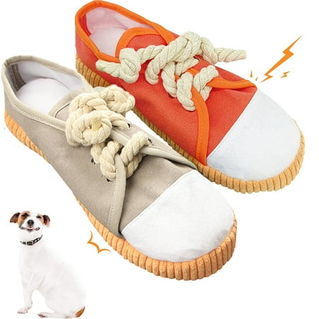 

vocheer Dog Chew Toy Safe and Durable Squeaky Mini Shoes Toy for Puppy Small Medium Dogs Gary & Orange