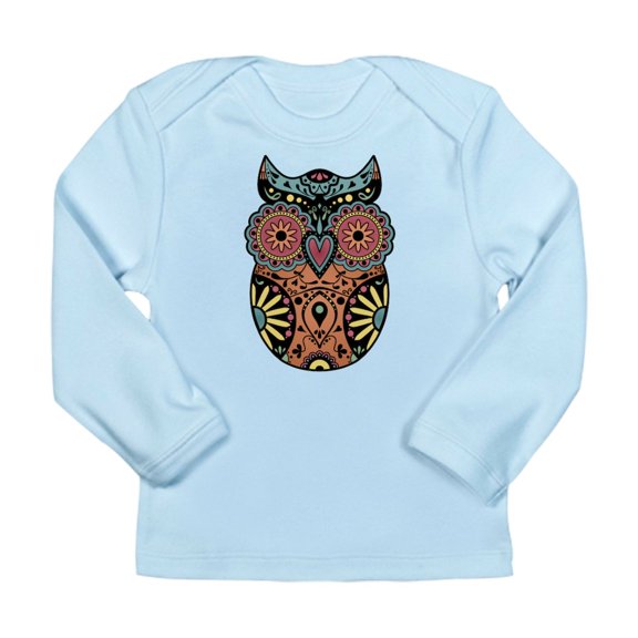 CafePress - Sugar Skull Owl Color Long Sleeve Infant T Shirt - Long Sleeve Infant T-Shirt