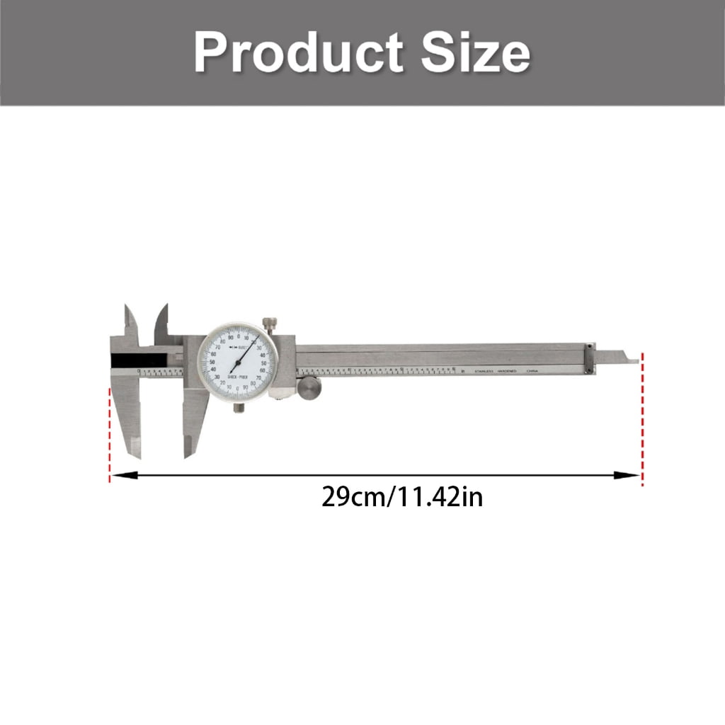 Professional 8Inch Stainless Steel Dials Caliper With Black Scale For Engineering Measurements