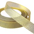 thumbnail image 1 of Cinta de organza dorada metálica, cinta decorativa de 20 mm y 25 yardas, cinta metálica con lazo para envolver regalos, manualidades, 1 of 5