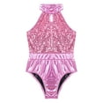 thumbnail image 3 of CHICTRY Kids Girls Shiny Sequins Ballet Dance Leotard Halter Neck Gymnastic Unitard Light Pink 8, 3 of 7