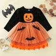 thumbnail image 4 of EnJoCho Kids Girls Halloween Pumpkin Printed Tutu Tulle Dress Long Sleeve Photo Dresses Holiday Outfits Clothes for 𝖳𝗋𝗂𝖼𝗄 𝗈𝗋 𝖳𝗋𝖾𝖺𝗍 Dress Par𝗍y Celebration Fashion Dress, 4 of 9