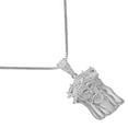 thumbnail image 3 of Real Genuine Diamond 0.30 Cwt. Jesus Face Piece Over 10K White Gold  Pendent Charm Chain Set 1.65'', 3 of 7