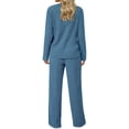 thumbnail image 3 of Fantaslook Two Piece Lounge Sets for Women Fall Travel Outfits Henley Neck Sweater tops Wide Leg Pants Matching Sets Pajamas Clothes, 3 of 8